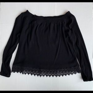 Black off the shoulder long sleeve shirt WORN ONCE